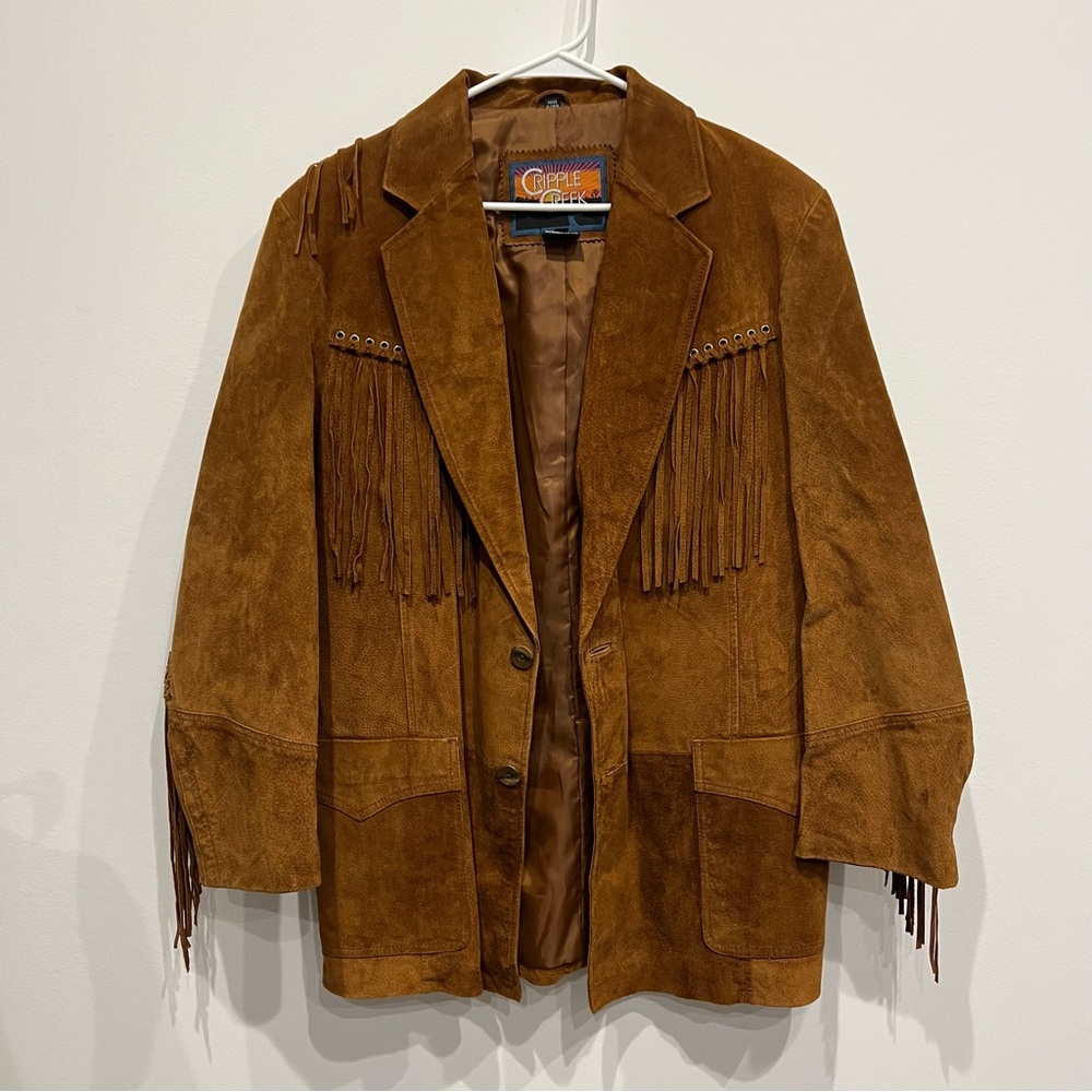 Cripple creek Leather fringe western jacket